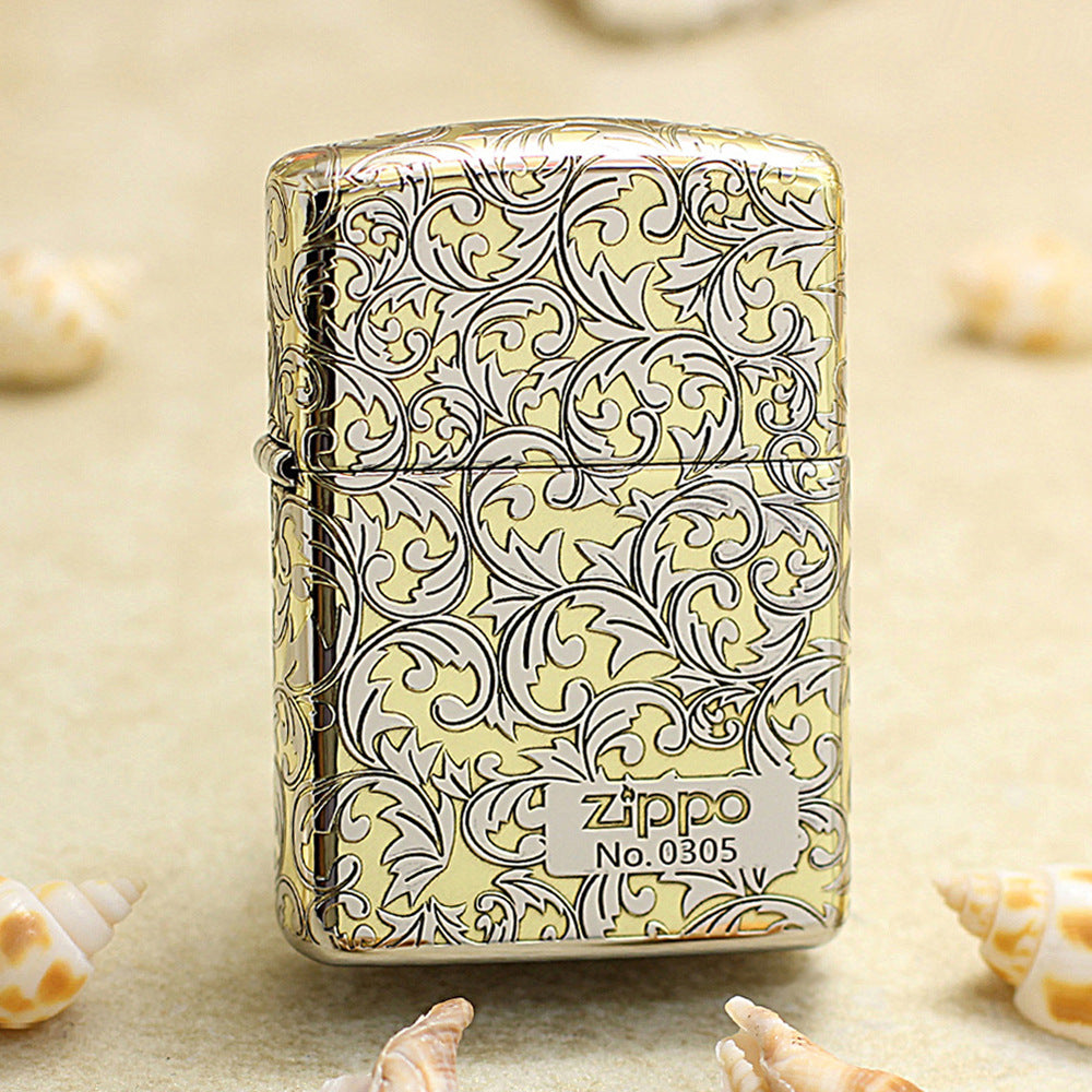 Zippo High Polish Gold Deep Carved Arabesque Scroll Limited Edition - SC06