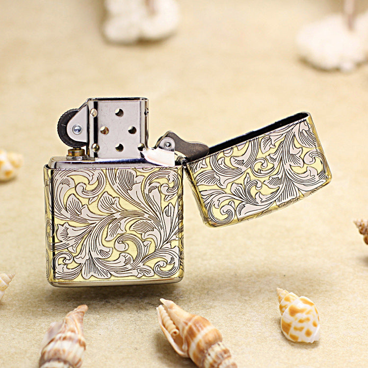 Zippo High Polish Gold Deep Carved Surrounding Arabesque Scroll - SC12