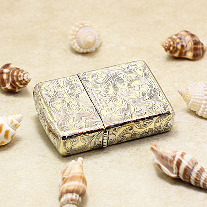 Zippo High Polish Gold Deep Carved Surrounding Arabesque Scroll - SC12