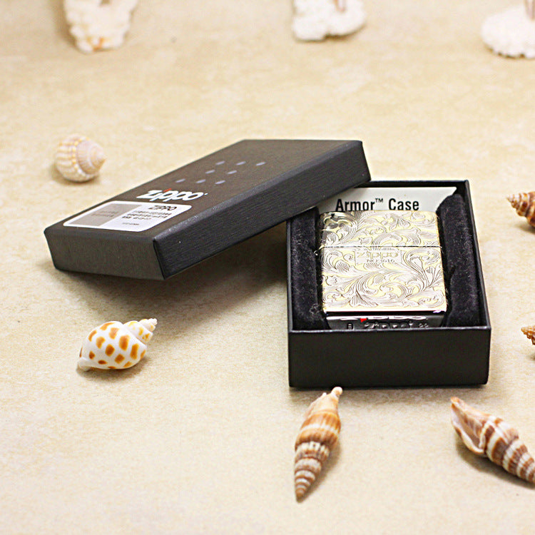 Zippo High Polish Gold Deep Carved Surrounding Arabesque Scroll - SC12