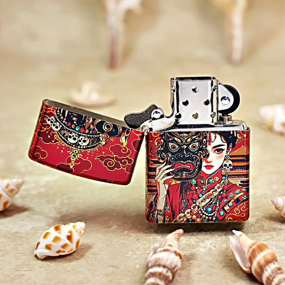 Zippo Premium Shine Crimson Hue Decorated Zaki Lhamo Female Deity - CS02