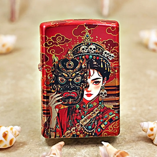Zippo High Polish Red Color Printed Zaki Lhamo Female Deity - CS02