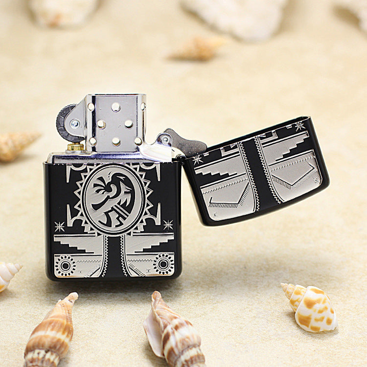 Zippo Indian (Black Lacquer & White Turquoise) - JP29