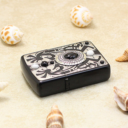 Zippo Indian (Black Lacquer & White Turquoise) - JP29
