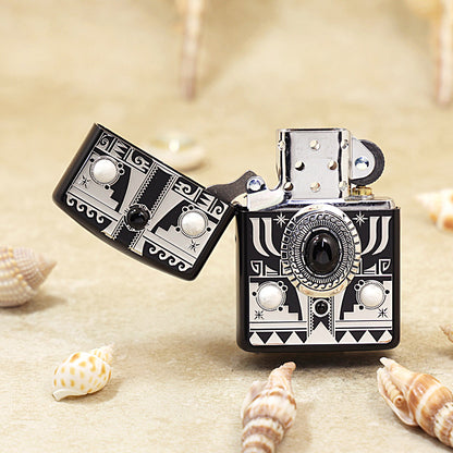 Zippo Indian Eagle (Black Lacquer & White Turquoise) - JP30