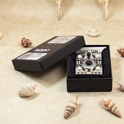 Zippo Indian Eagle (Black Lacquer & White Turquoise) - JP30