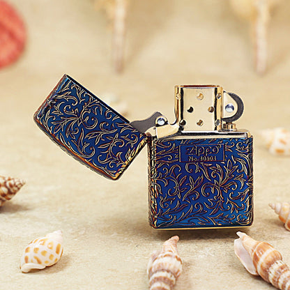 Zippo Limited Edition Antique Gold 'Z' Floral Design - JP02