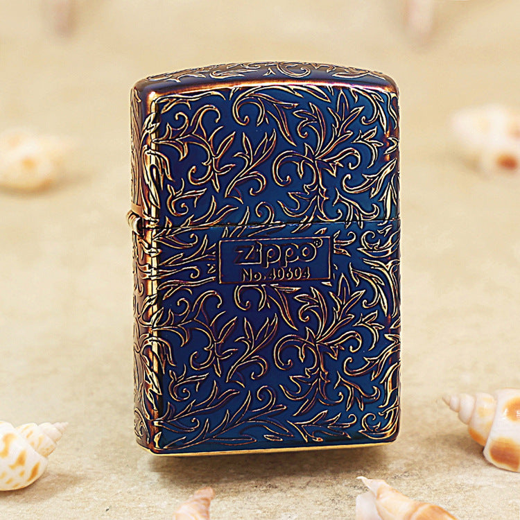 Zippo Limited Edition Antique Gold 'Z' Floral Design - JP02