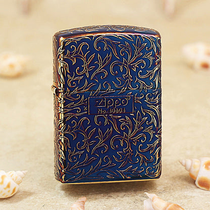Zippo Limited Edition Antique Gold 'Z' Floral Design - JP02