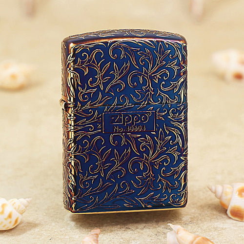 Zippo Limited Edition Antique Gold 'Z' Floral Design - JP02