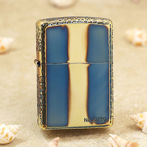 Zippo Limited Edition Floral Border Blue Fume Finish - JP42
