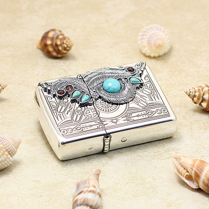 Zippo New Native American Three-Sided Feather Turquoise - JP48