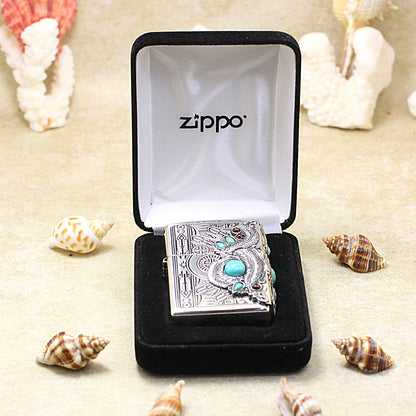 Zippo New Native American Three-Sided Feather Turquoise - JP48