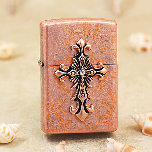 Zippo Ornate Cross Antique Copper - KR07