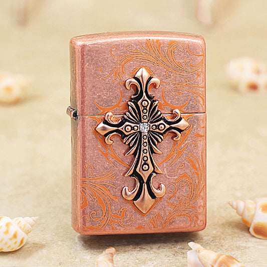 Zippo Ornate Cross Antique Copper - KR07
