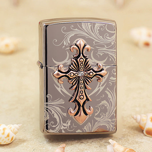 Zippo Ornate Cross Black Ice - KR06