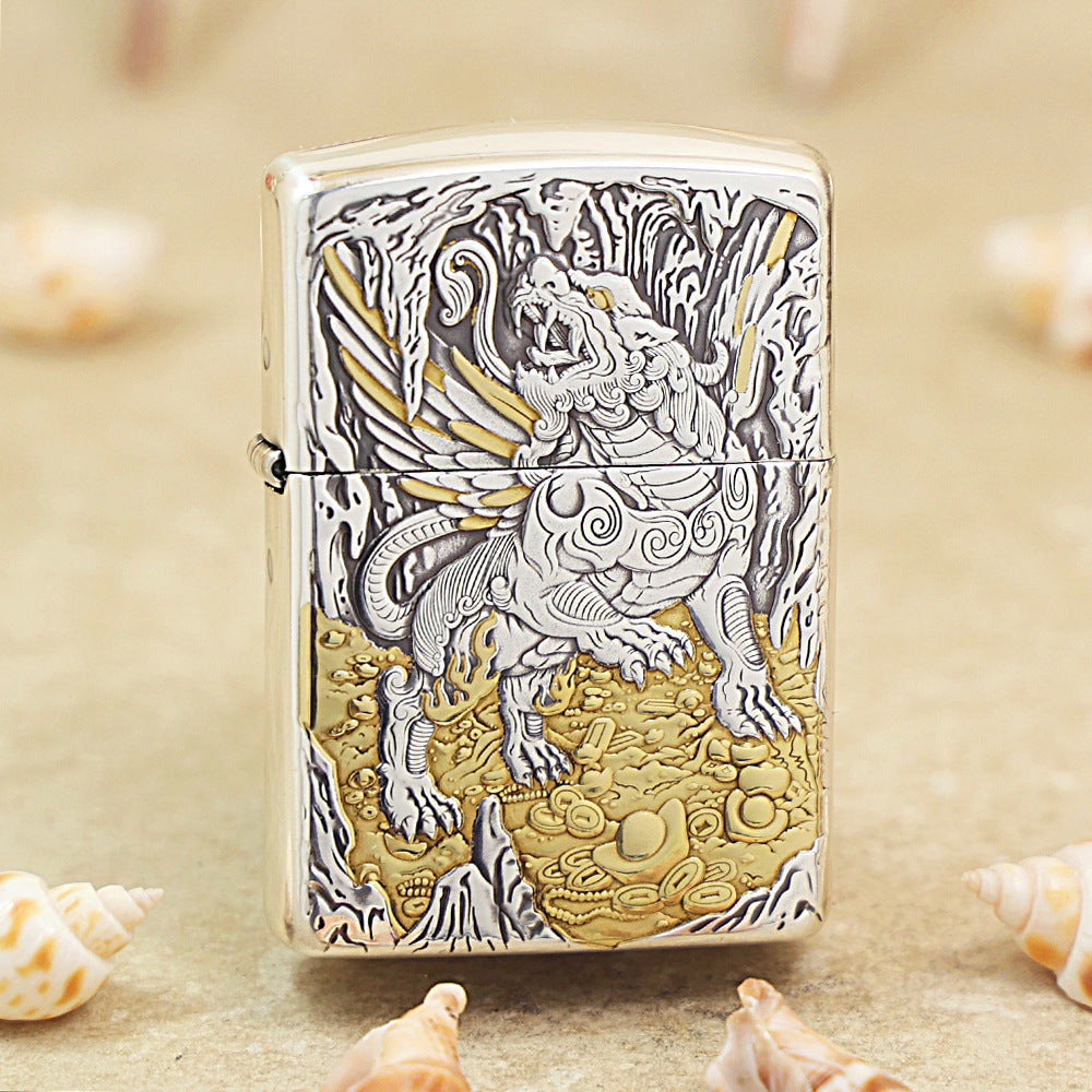 Zippo 'Pixiu Attracting Wealth' Deep Carve Two-Tone - DS120