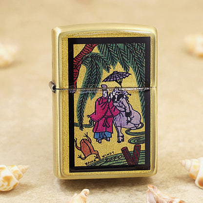 Zippo 'Rainy Windy' Gold Plate - Figure Series - JP56