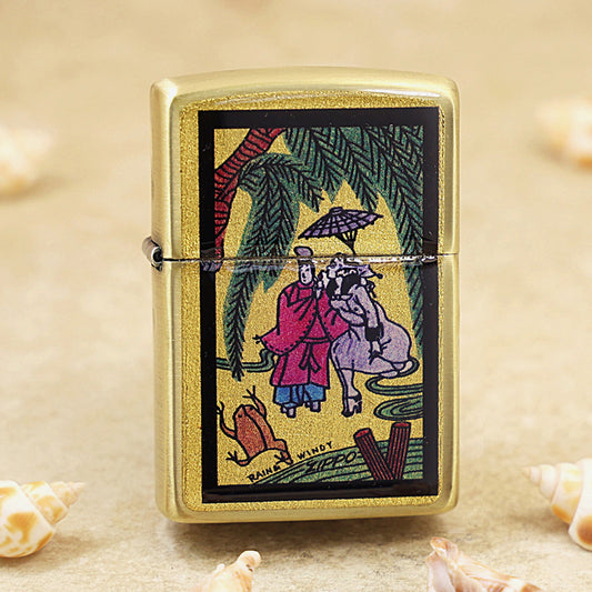 Zippo 'Rainy Windy' Gold Plate - Figure Series - JP56