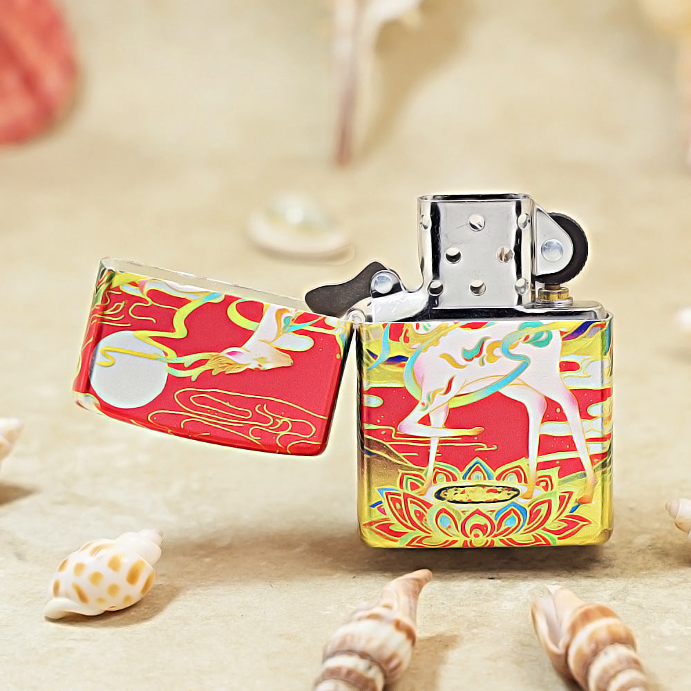 Zippo Red Color Printed Nine-Colored Divine Deer and Moon - CS21