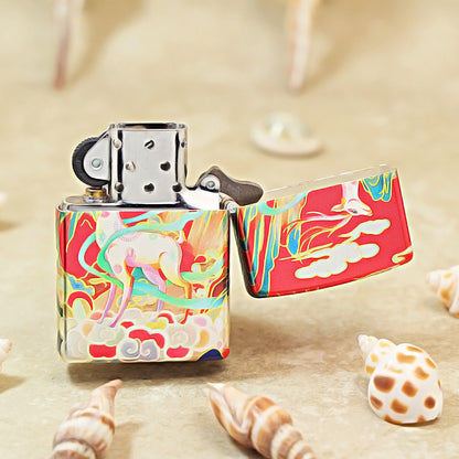 Zippo Red Color Printed Nine-Colored Divine Deer and Moon - CS21