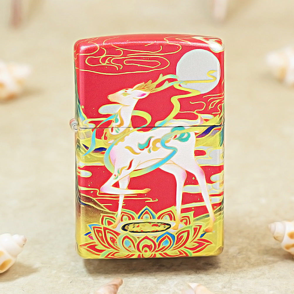 Zippo Red Color Printed Nine-Colored Divine Deer and Moon - CS21