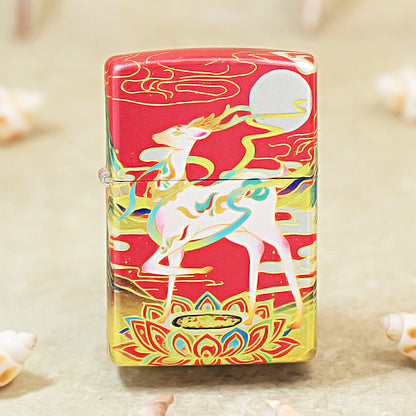 Zippo Red Color Printed Nine-Colored Divine Deer and Moon - CS21