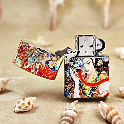 Zippo Red Color Printed Regal Tibetan Style Deity with Mask - CS23