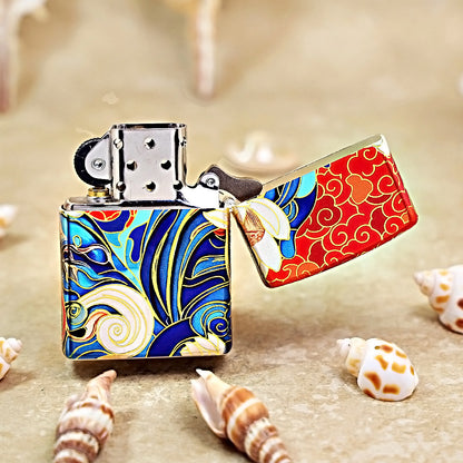 Zippo Red Color Printed Regal Tibetan Style Deity with Mask - CS23