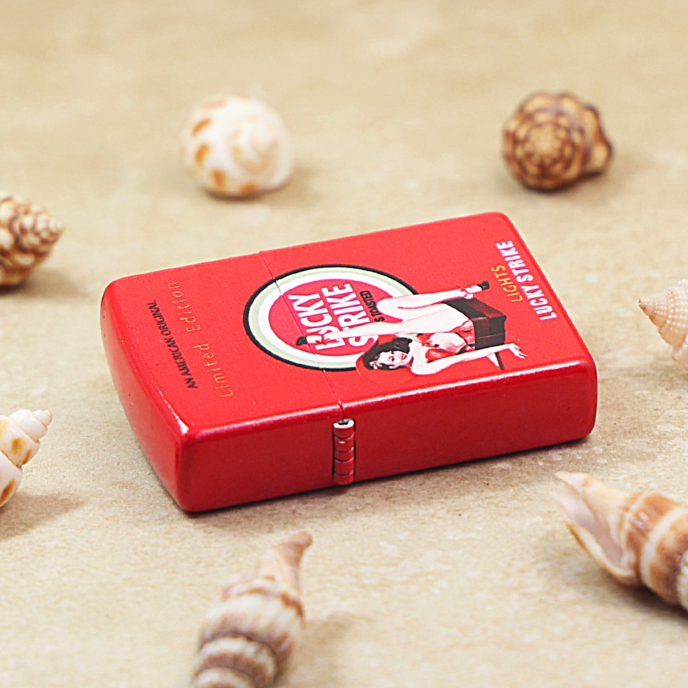 Zippo Red Matte Color-Printed Lucky Strike Pin-Up Girl - CS09