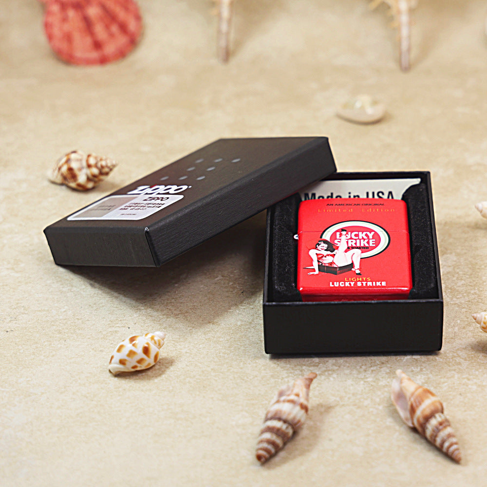 Zippo Red Matte Color-Printed Lucky Strike Pin-Up Girl - CS09