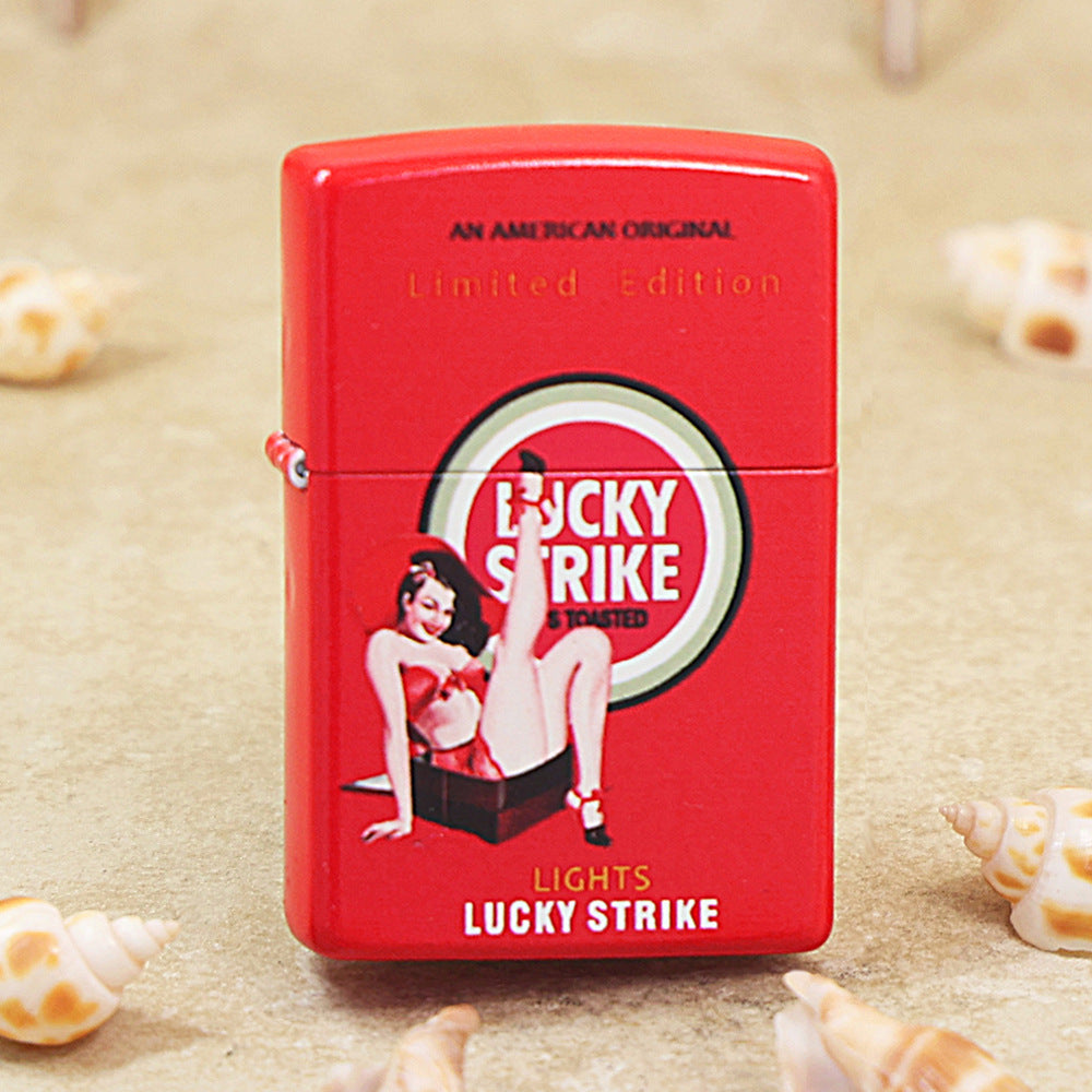 Zippo Red Matte Color-Printed Lucky Strike Pin-Up Girl - CS09
