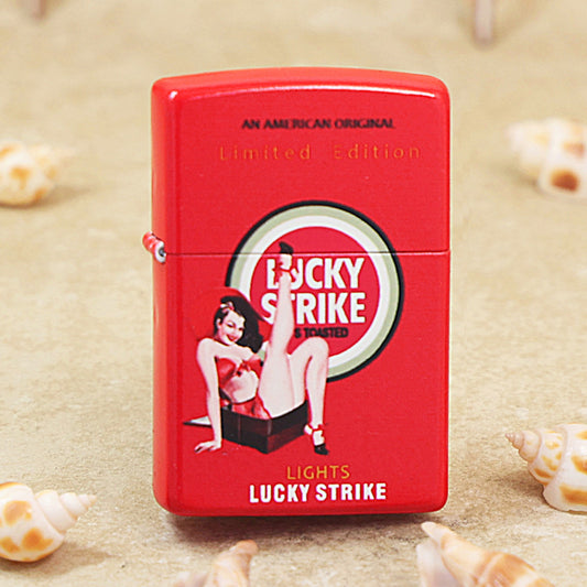 Zippo Red Matte Color-Printed Lucky Strike Pin-Up Girl - CS09