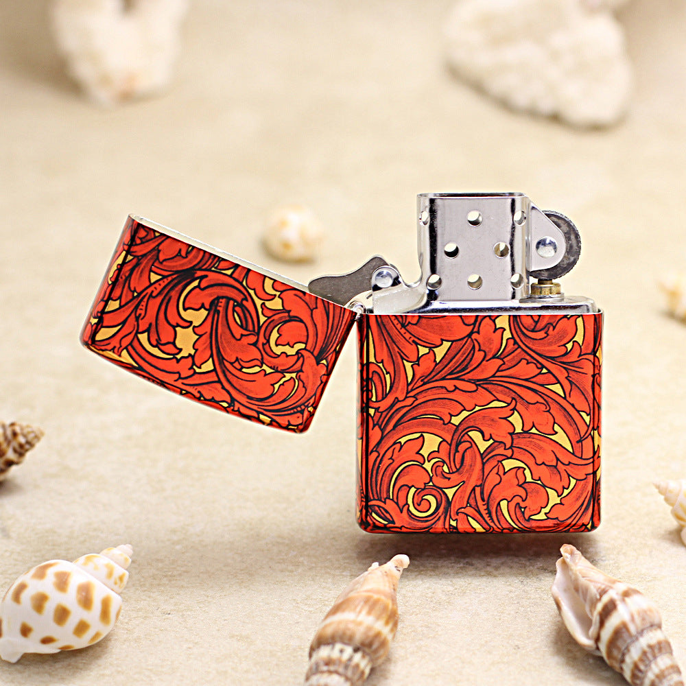 Zippo Red and Gold Color Printed Large Arabesque Pattern - CS08