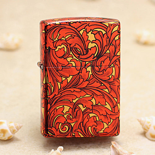 Zippo Red and Gold Color Printed Large Arabesque Pattern - CS08