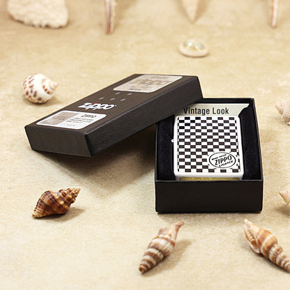 Zippo Retro Flat-Top Checkered Pattern (White Enamel) - KR12