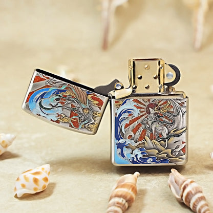 Zippo Silver Color Printed Nine-Colored Deer of the Waves - CS15