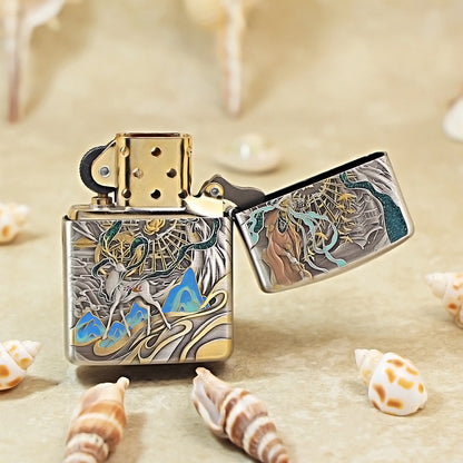 Zippo Silver Color Printed Nine-Colored Deer of the Waves - CS15