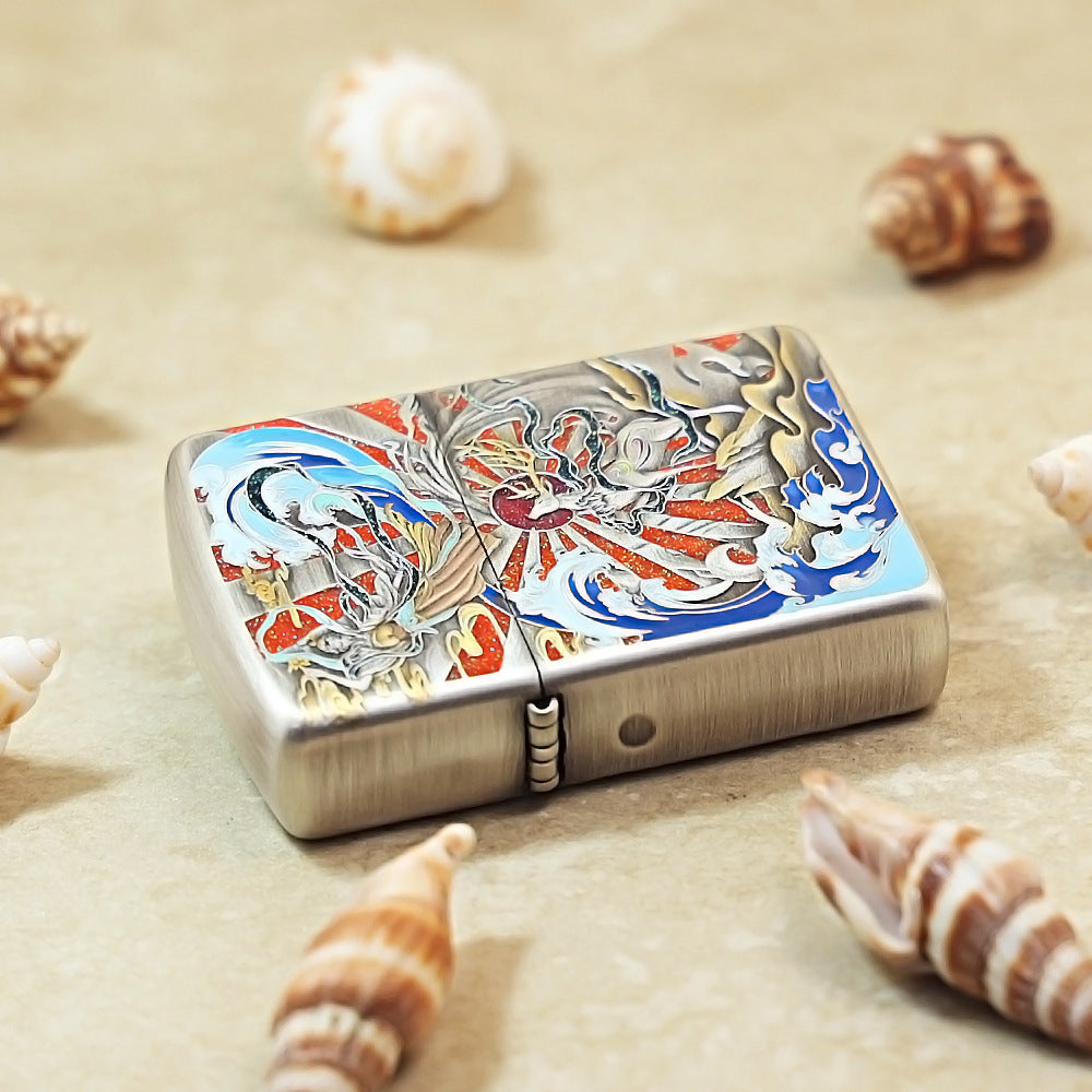 Zippo Silver Color Printed Nine-Colored Deer of the Waves - CS15