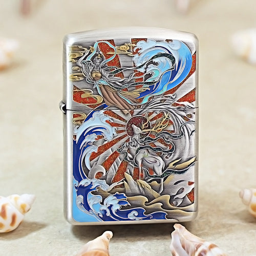 Zippo Silver Color Printed Nine-Colored Deer of the Waves - CS15
