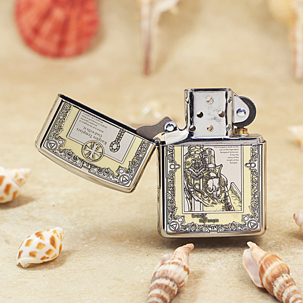 Zippo Silver Deep Carved Knights Templar Declaration - SC09