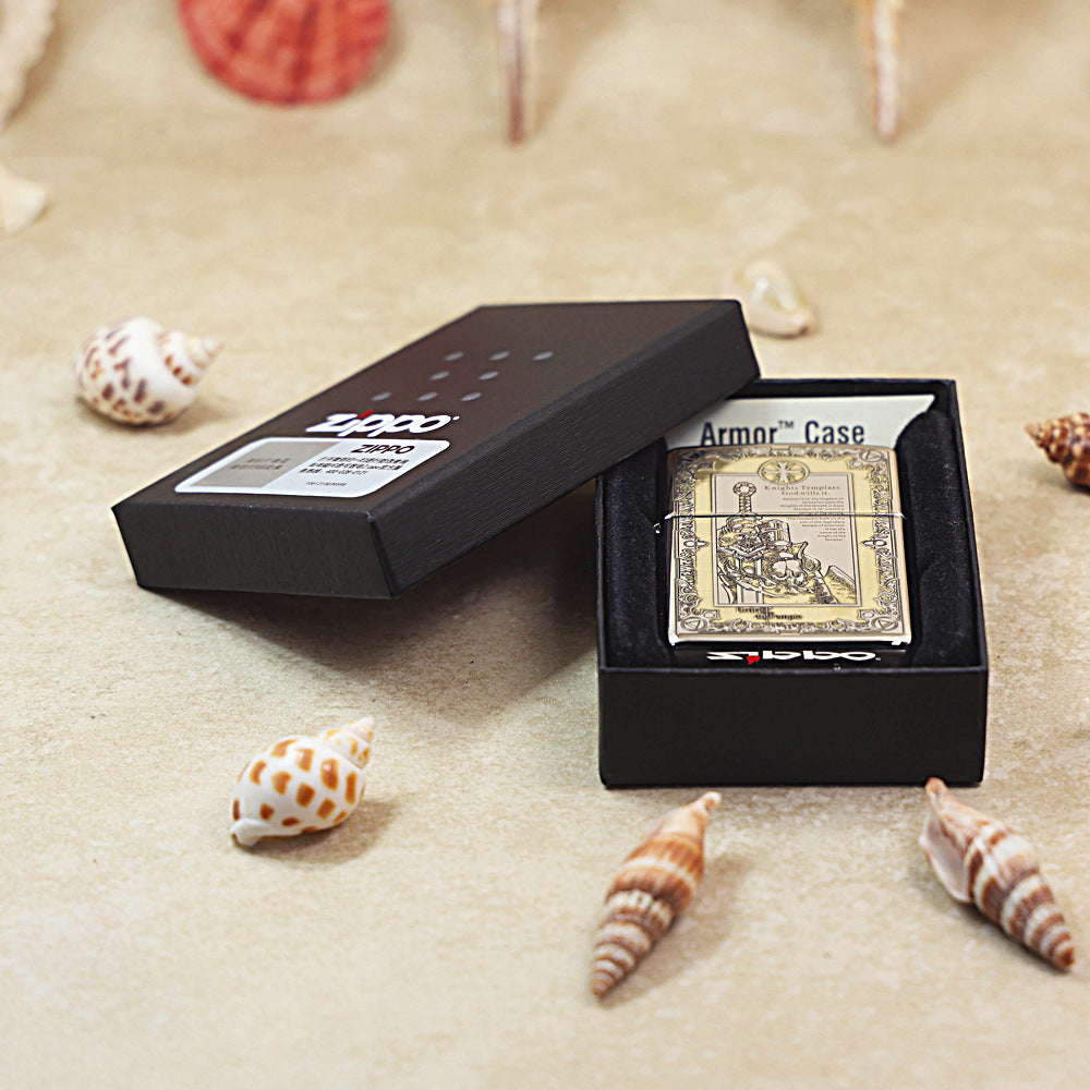 Zippo Silver Deep Carved Knights Templar Declaration - SC09