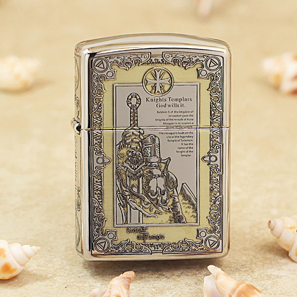 Zippo Silver Deep Carved Knights Templar Declaration - SC09