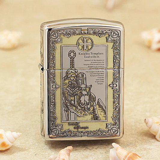 Zippo Silver Deep Carved Knights Templar Declaration - SC09