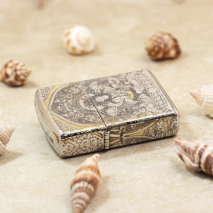 Zippo Silver Deep Carved White Tara Bodhisattva on Lotus - SC28