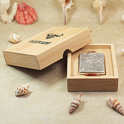 Zippo Silver Plated Arabesque Dragon (Zodiac Animal Series) - Bamboo Box Edition - DS125