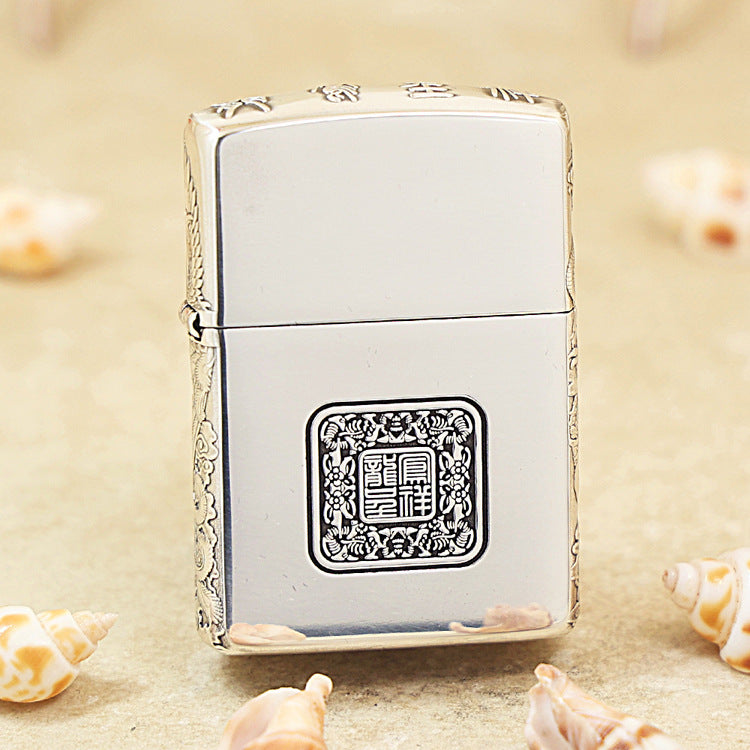 Zippo Silver-Plated 'Dragon and Phoenix Bring Prosperity' - DS139
