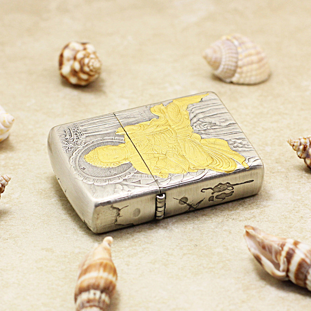 Zippo Silver-Plated 'Enlightenment Buddha' with Gold Accents - DS149
