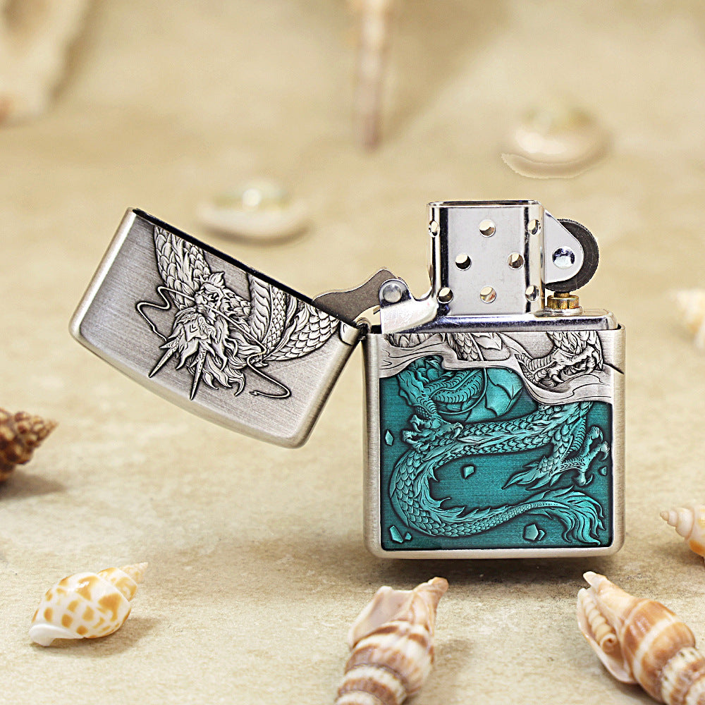 Zippo 'Silver-Plated Flood Dragon Into the Sea' 162-DS56