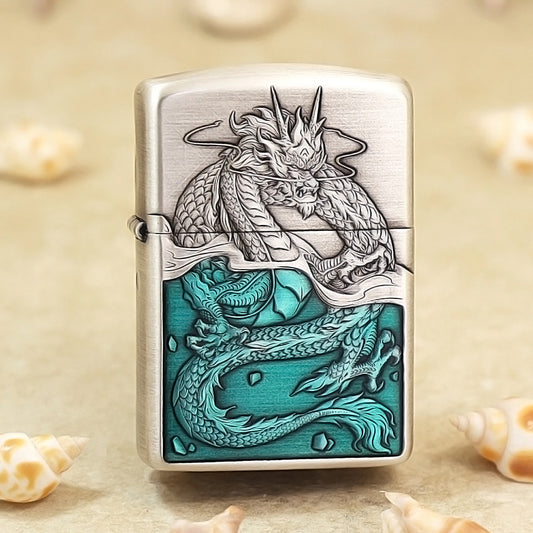 Zippo 'Silver-Plated Flood Dragon Into the Sea' 162-DS56